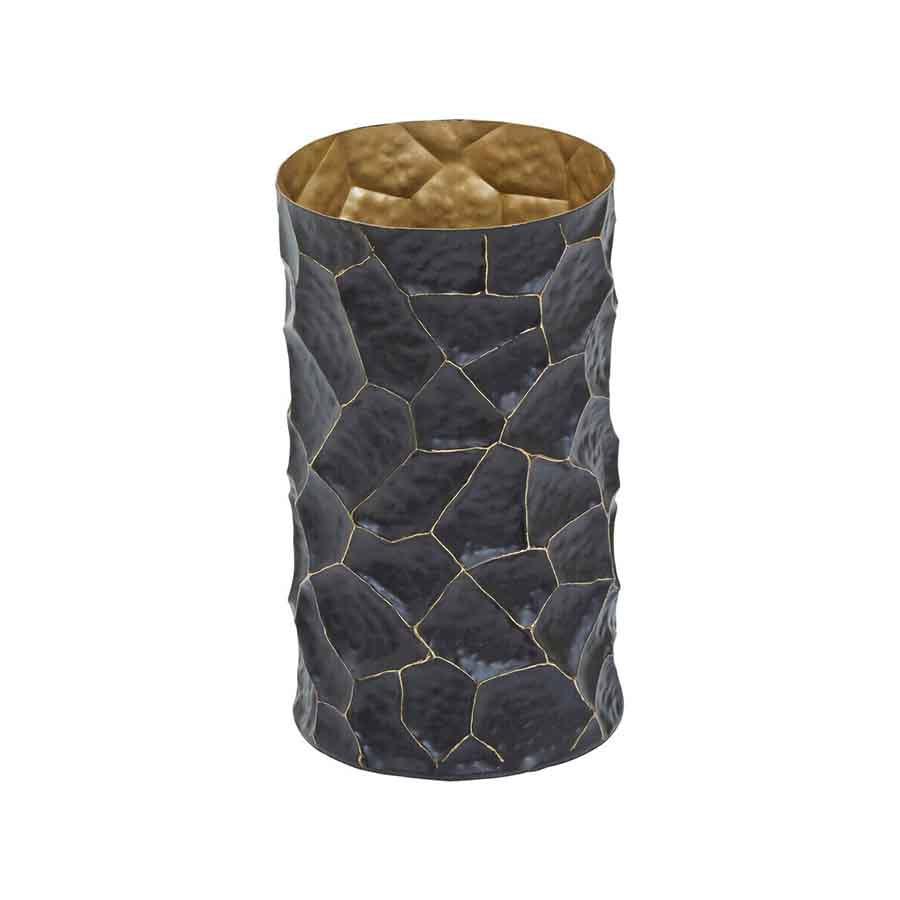 Akola Small Metal Vase in Black and Gold