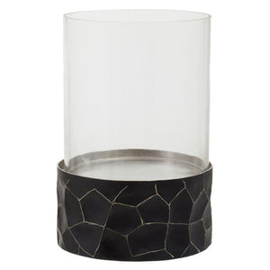 Akola Black and Gold Small Hurricane Candle Holder
