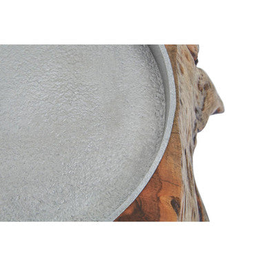 Almora Small Acacia and Glass Hurricane Candle Holder