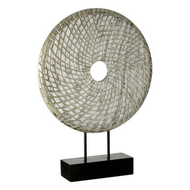 Elementi Round Silver Wooden Sculpture