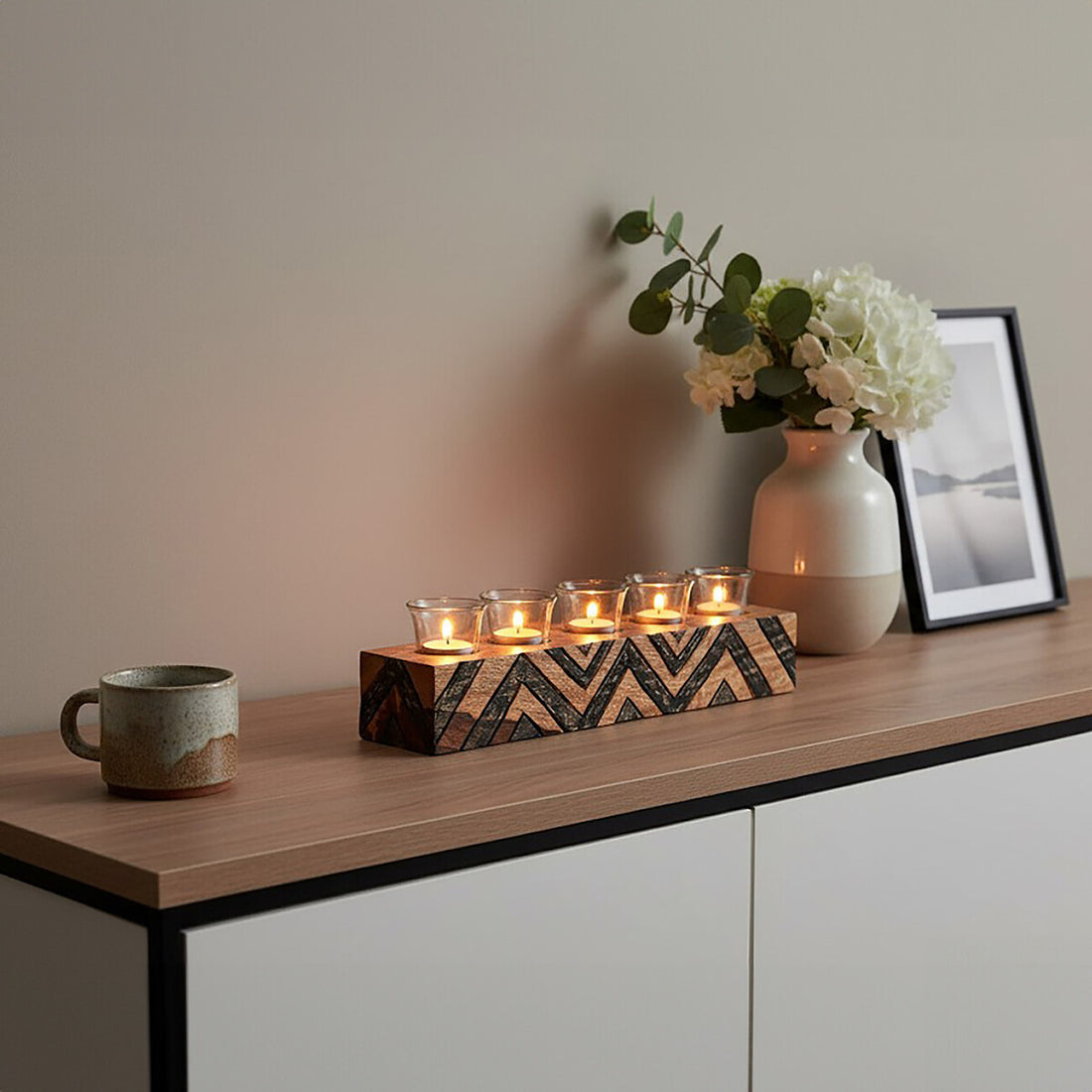 Bantu Tribal Wooden Tealight Holder - Image 4