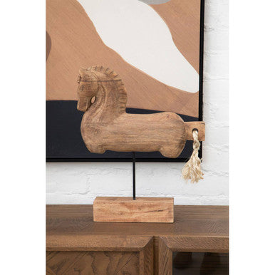 Fidra Natural Wood Horse Sculpture - Image 3