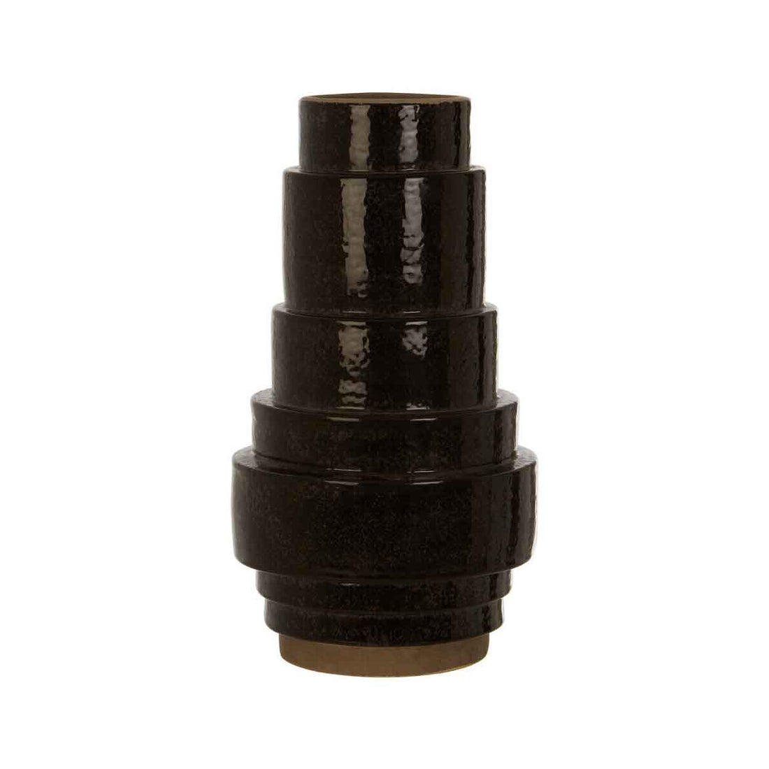 Kaga Black Earthenware Vase
