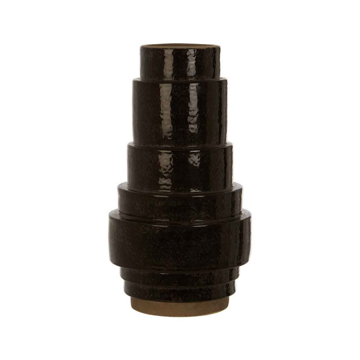 Kaga Black Earthenware Vase