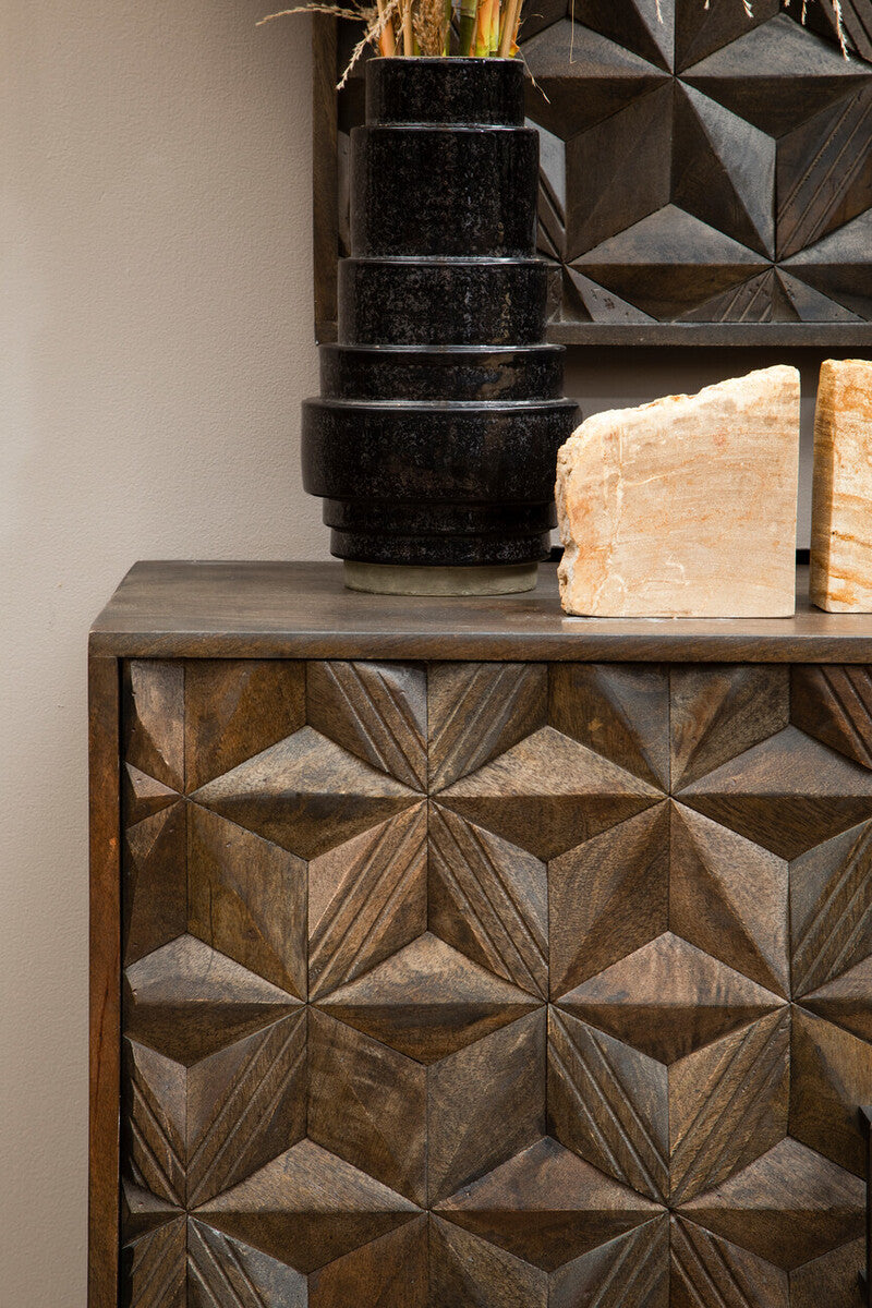 Kaga Black Earthenware Vase