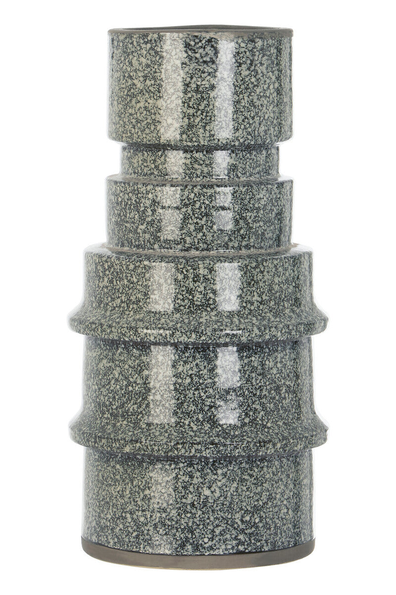 Kaga Grey Speckled Earthenware Vase
