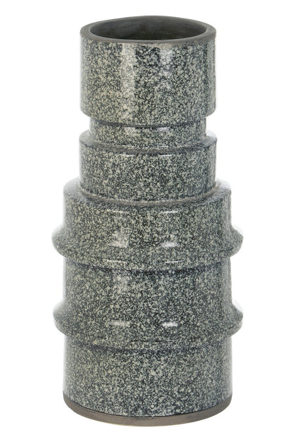Kaga Grey Speckled Earthenware Vase - Image 4