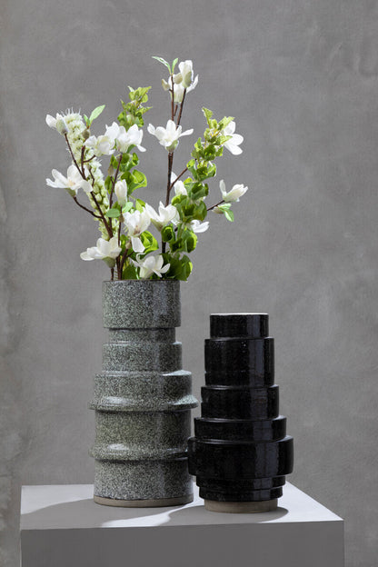 Kaga Grey Speckled Earthenware Vase - Image 7