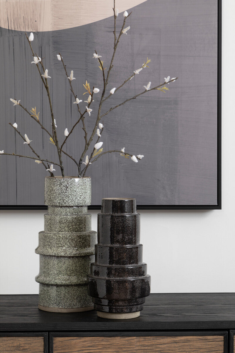 Kaga Grey Speckled Earthenware Vase - Image 8