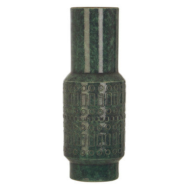 Green textured vase on a white background