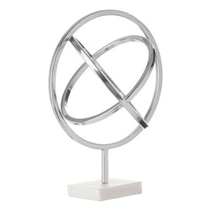 Mirano Silver Finish Spiral Sculpture with Marble Base