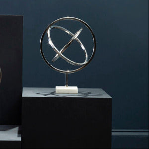 Mirano Silver Finish Spiral Sculpture with Marble Base