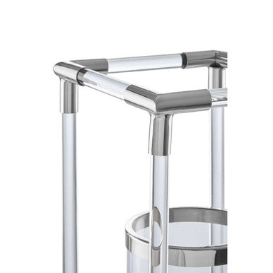 Lucita Large Candle Holder in Silver Finish and Acrylic