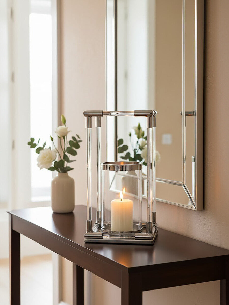 Lucita Large Candle Holder in Silver Finish and Acrylic - Image 4