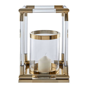 Lucita Small Candle Holder in Gold Finish and Acrylic