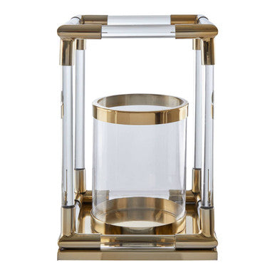 Lucita Small Candle Holder in Gold Finish and Acrylic
