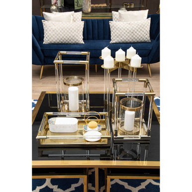 Lucita Small Candle Holder in Gold Finish and Acrylic - Image 3