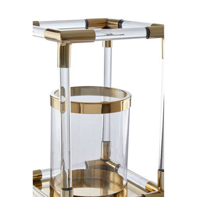 Lucita Small Candle Holder in Gold Finish and Acrylic