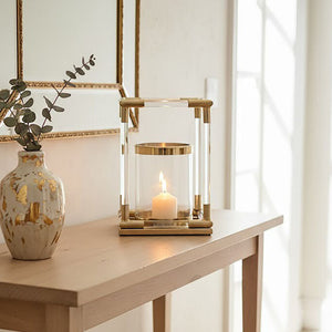 Lucita Small Candle Holder in Gold Finish and Acrylic