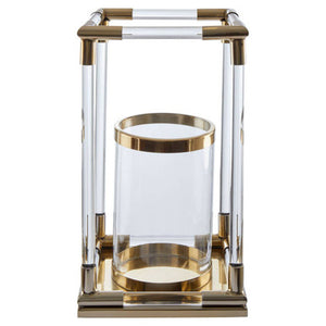 Lucita Large Candle Holder in Gold Finish and Acrylic