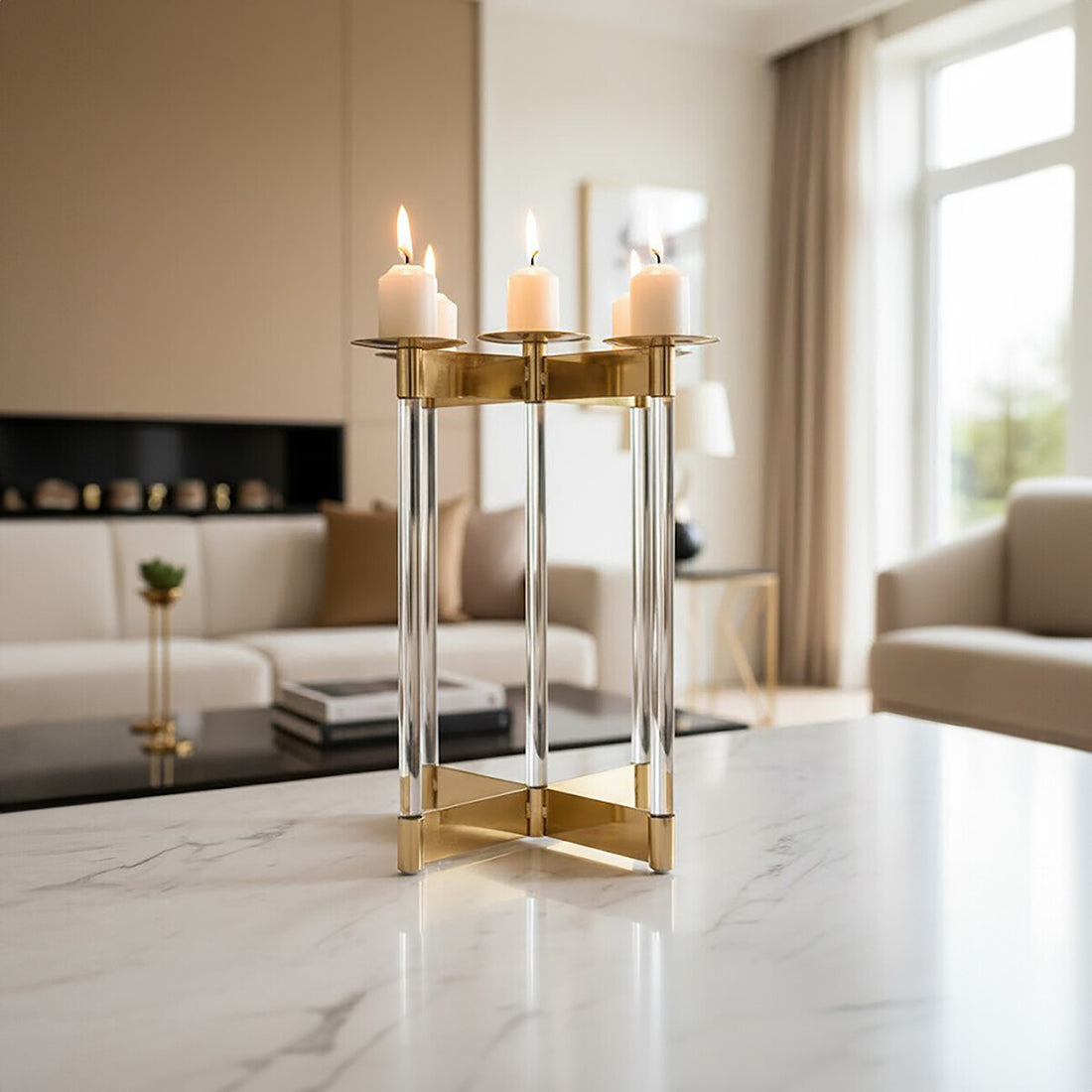 Lucita Gold Finish Candelabra - Image 5