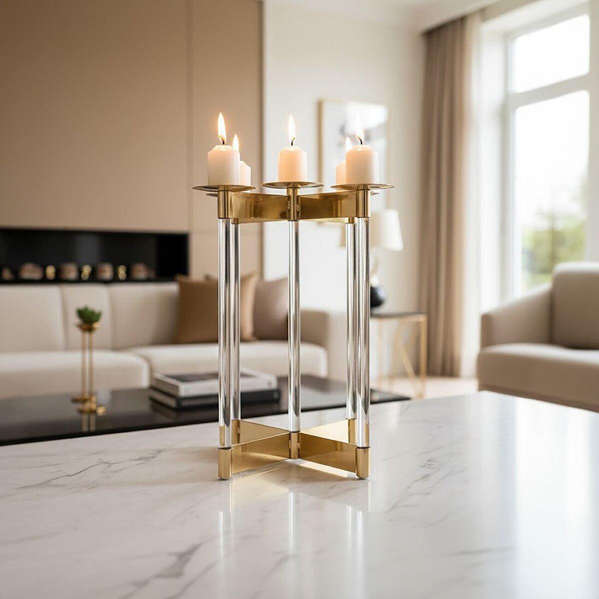 Lucita Gold Finish Candelabra - Image 5