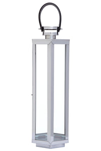 Herber Medium Silver Hexagonal Lantern with Hair on Leather Handle