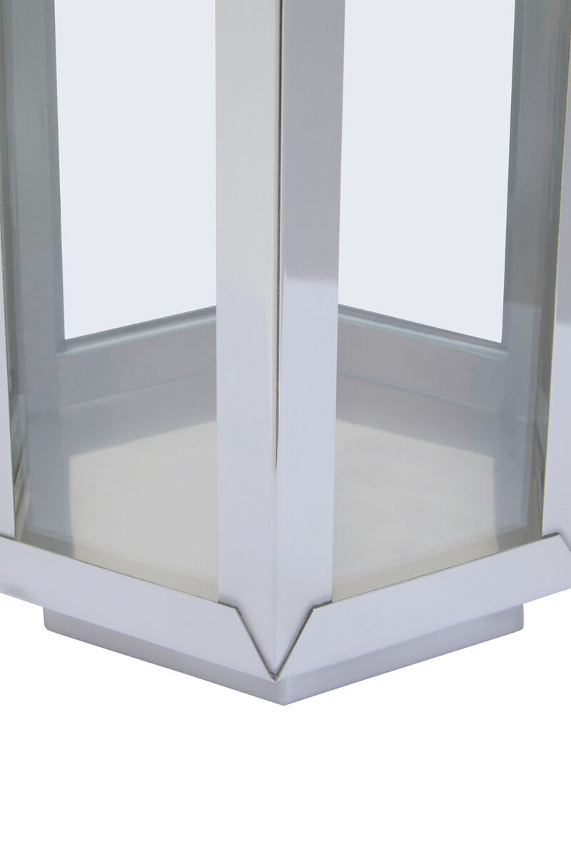 Herber Medium Silver Hexagonal Lantern with Hair on Leather Handle