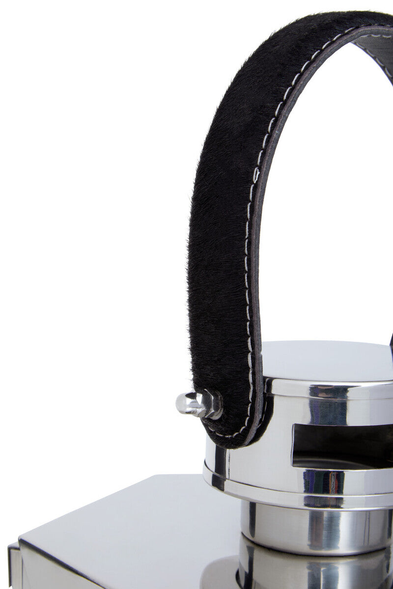 Herber Medium Silver Hexagonal Lantern with Hair on Leather Handle