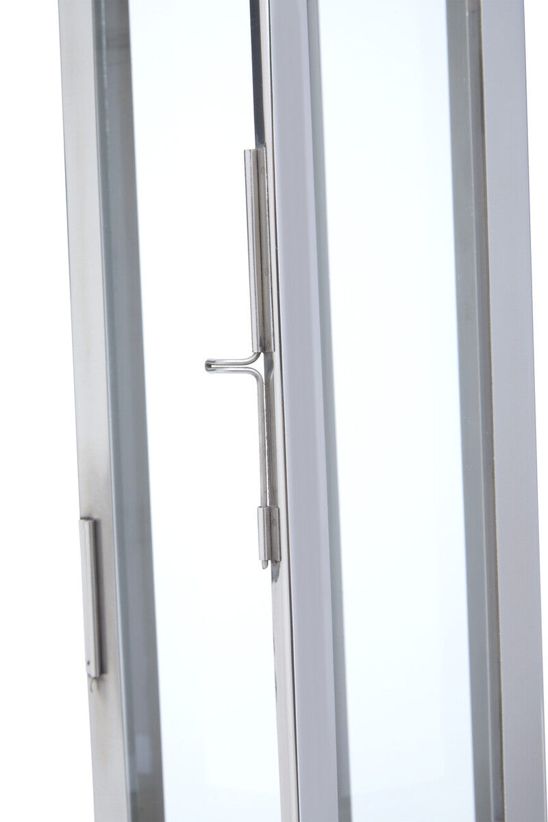 Herber Medium Silver Hexagonal Lantern with Hair on Leather Handle