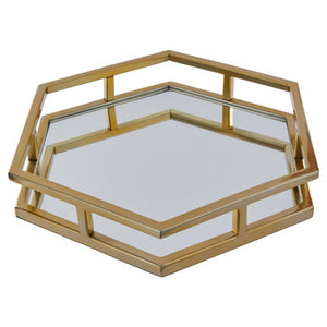 Gold Finish Hexagonal Tray | Herber