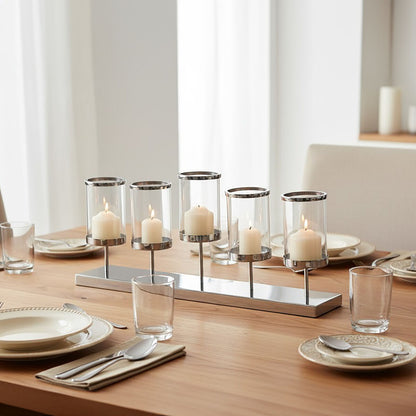 Kensington Townhouse 5 Light Silver Candle Holder