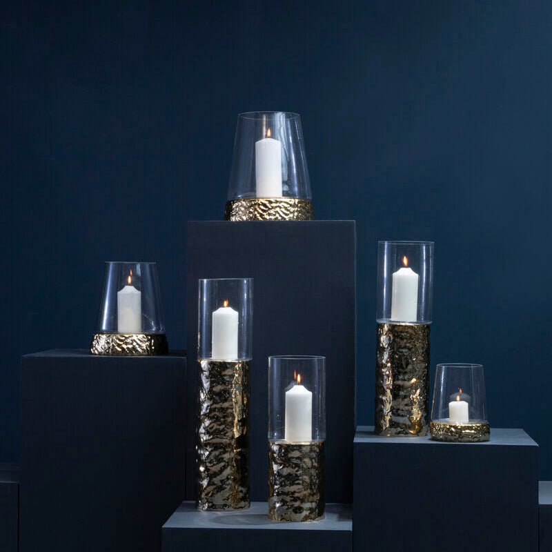 Martele Medium Hurricane Gold Candle Holder - Image 3