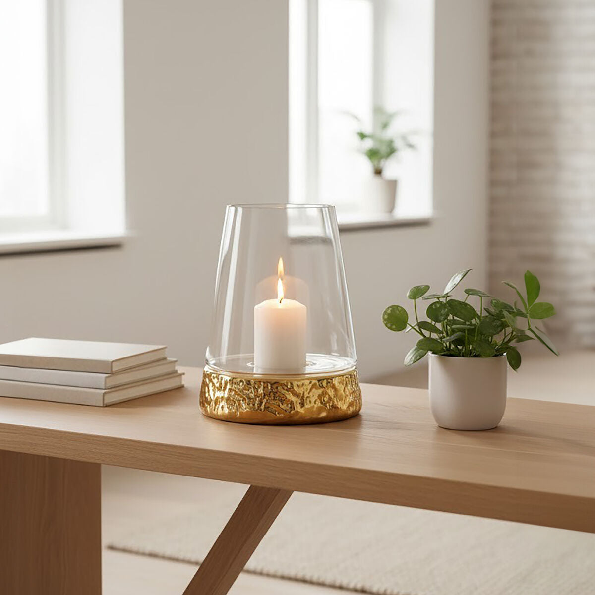 Martele Large Hurricane Gold Candle Holder