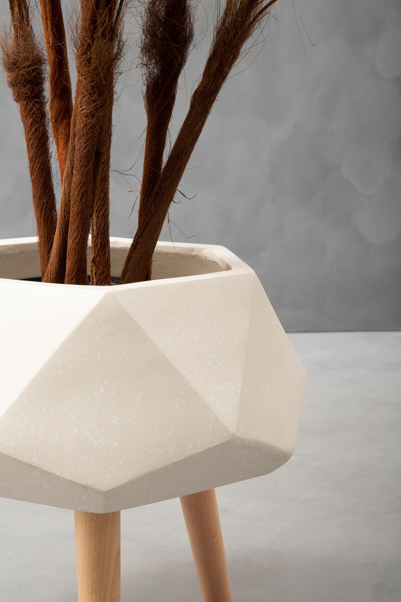 Darnell White Geometric Planter with Legs