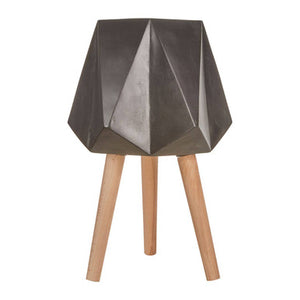 Darnell Large Black Geometric Planter with Legs