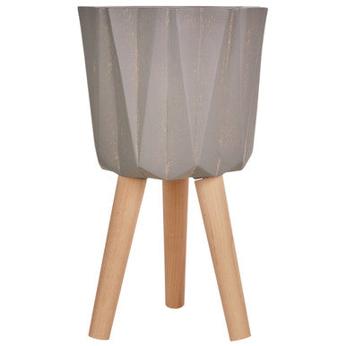 Darnell Small Grey Multifaceted Planter