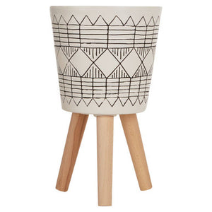 Darnell White And Black Small Planter