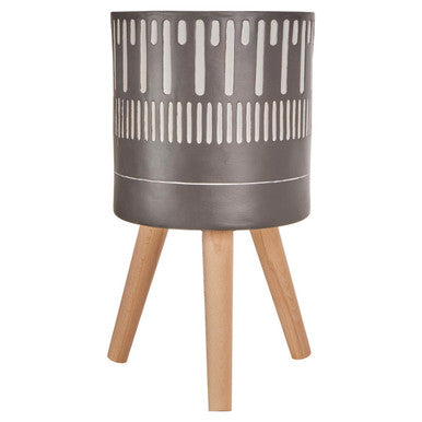 Darnell Large Black And White Finish Planter