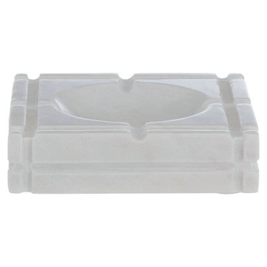 Clear plastic tray with compartments on a white background
