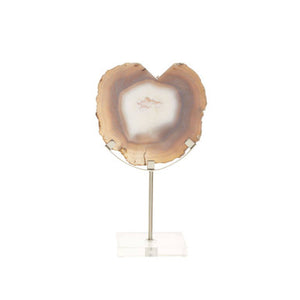 Bowerbird White And Silver Agate Sculpture