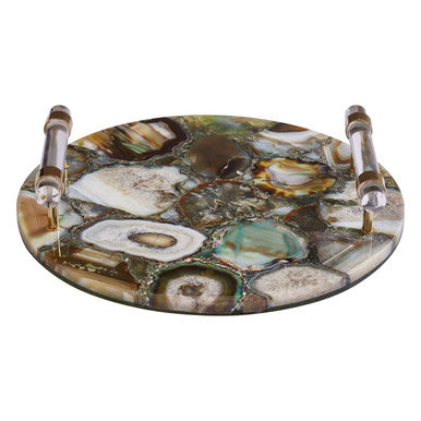 Bowerbird Green And Gold Agate Tray