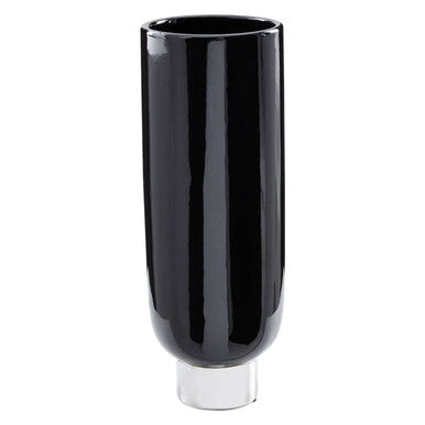 Callie Black and Silver Small Pedestal Vase.