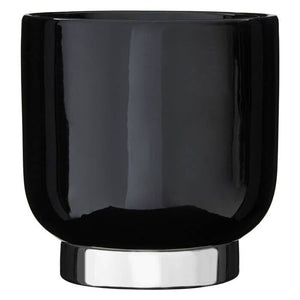 Callie Black Large Planter with Silver Finish Base