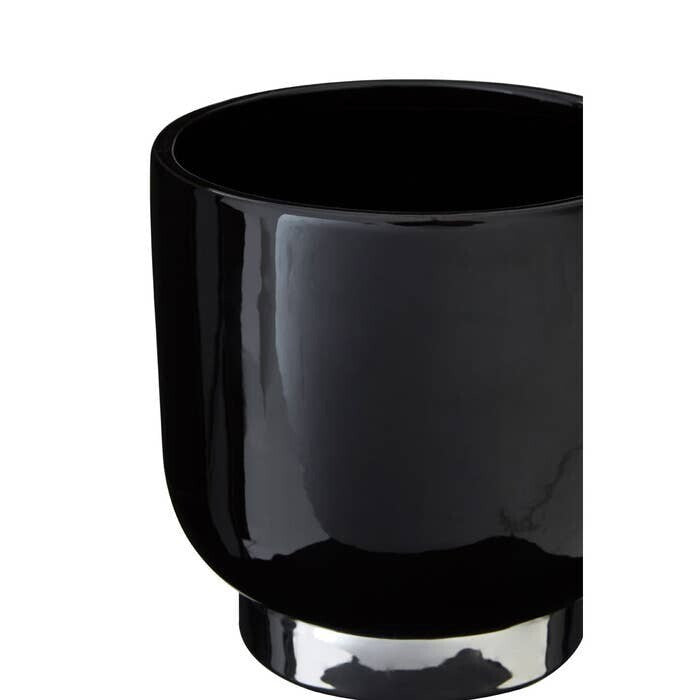 Callie Black Large Planter with Silver Finish Base - Image 3