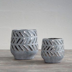Helaine Grey and Silver Large Ceramic Planter