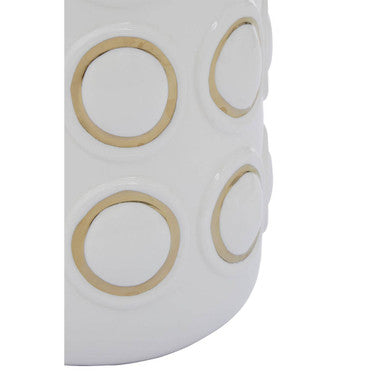 Curva Large White and Gold Ceramic Vase