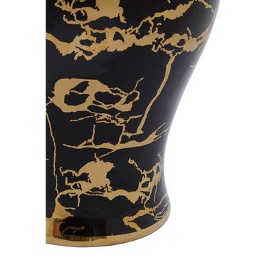 Marmo Large Marble Effect Black and Gold Ceramic Jar
