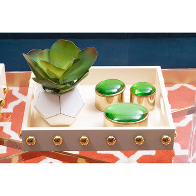 Frida Cream and Gold Studded Tray