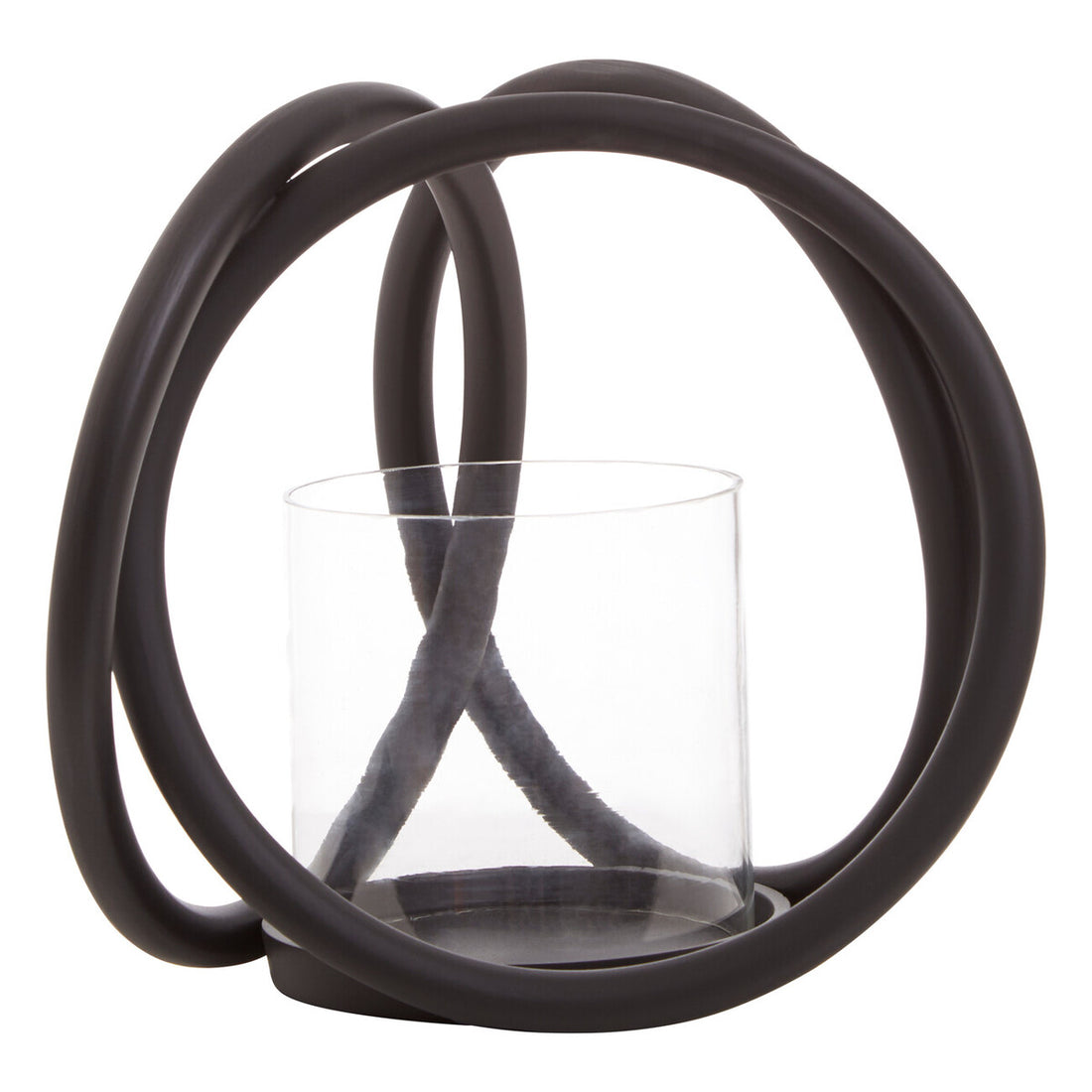 Aura Small Matte Black Finish Candle Holder